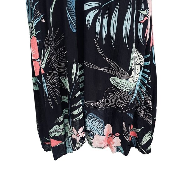 Lagaci XL Tropical Floral Lace-Up Sundress Beach Cover-Up Black Pink Blue Pool - Picture 5 of 10